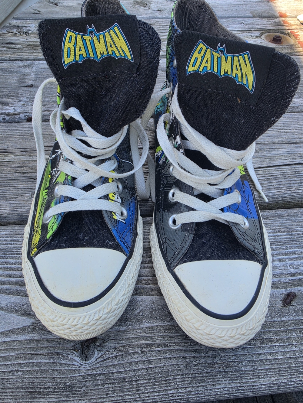 Converse Batman High-Top Sneakers in Black with Blue & Green Accents